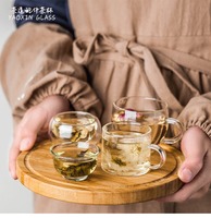 Cangkir teh borosilikat dinding ganda tahan panas (50ml), gaya tradisional, grosir
