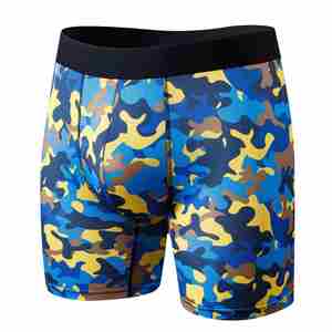 Calzoncillos bóxer de punto transpirables antibacterianos con estampado de camuflaje de tiro medio para hombre, de secado rápido, con cintura de cuatro costuras y corte plano. - Product Image 4
