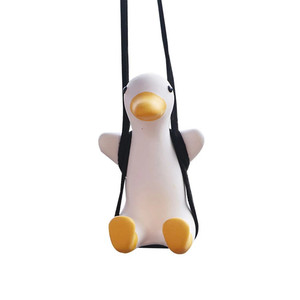 Swing Duck <b>Car</b> Pendant White Plaster <b>Decorative</b> Ornament For Rearview Mirror - Product Image 1
