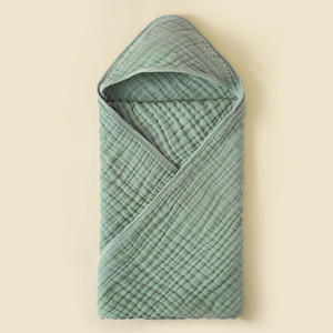 Nouveau-né infantile à capuche coton doux solide Wrap serviette <span class=keywords><strong>de</strong></span> bain bébé mousseline Swaddle bébé serviette - Product Image 3