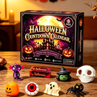 Calendrier de l'Avent Squishy Halloween : Jouet anti-stress en forme de pain de maltose en TPR, Ornement à presser, Cadeau de fêtes