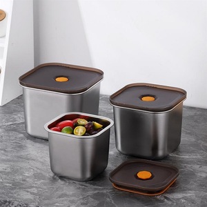 Stainless Steel Seasoning Jar Square Container With Lid Airtight Kitchen Use For Solid Condiments M Size - Product Image 1