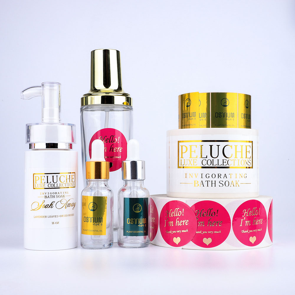 Оптовые Заказные водонепроницаемые флаконы для духов, прозрачные наклейки для этикеток из золотой фольги, Заводские наклейки для косметических бутылок