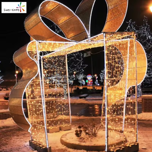 Décoration extérieure de Noël, motif de boîte cadeau géante lumineuse à LED pour l'éclairage et les décorations extérieures de Noël - Product Image 3