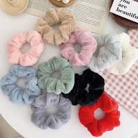 Élastique à cheveux vintage en peluche pour femme, chouchou doux et chaud d'hiver, grande boucle en tissu multicolore, accessoires capillaires en caoutchouc