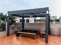 Pergola extérieure en aluminium 36M à toit rigide réglable, étanche, anti-rongeurs, revêtement poudré, directement de l'usine