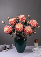 Fleurs de pivoine personnalisées, art floral artificiel à bords brûlés, accessoires de décoration pour la maison, sur commande