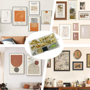 194Pcs Gold Metal Photo Frame Hanging <b>Hook</b> Set With Invisible <b>Hooks</b> And Serrated Blades For Wall Art <b>Display</b> - Product Image 1