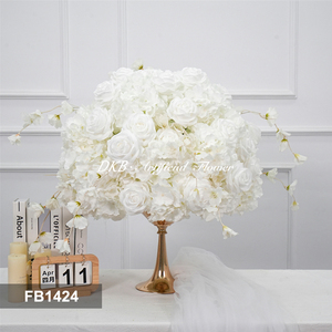 DKB Factory Customizable Large Artificial Silk Peony Hydrangea Roses White <b>Flower</b> Ball Wedding Table Centerpiece Realistic - Product Image 3