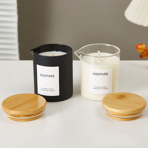 Rõ ràng trang trí nội thất cốc cà phê rỗng bơm lại ưa thích màu đen đổ Matte Lọ nến thủy tinh massage nến container với vòi - Product Image 6