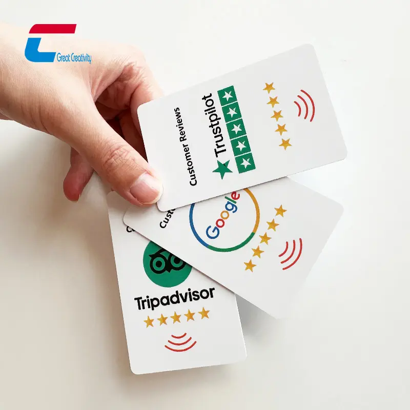 Kartu ulasan tanpa kontak Google Chip Nfc tinjauan Media sosial Google kartu bisnis plastik