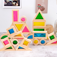 Jeu d'empilage en bois arc-en-ciel, modèle de construction éducatif, jouet de construction de bâtiments modernes, échelle 1:55, pour enfants de 5 à 7 ans, améliore l'intelligence
