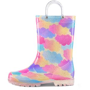 Bottes <span class=keywords><strong>de</strong></span> <span class=keywords><strong>pluie</strong></span> YL-1890 pour tout-petits enfants avec des bottes <span class=keywords><strong>de</strong></span> <span class=keywords><strong>pluie</strong></span> lumineuses à paillettes avec poignées faciles à enfiler imperméables pour garçons et filles - Product Image 1