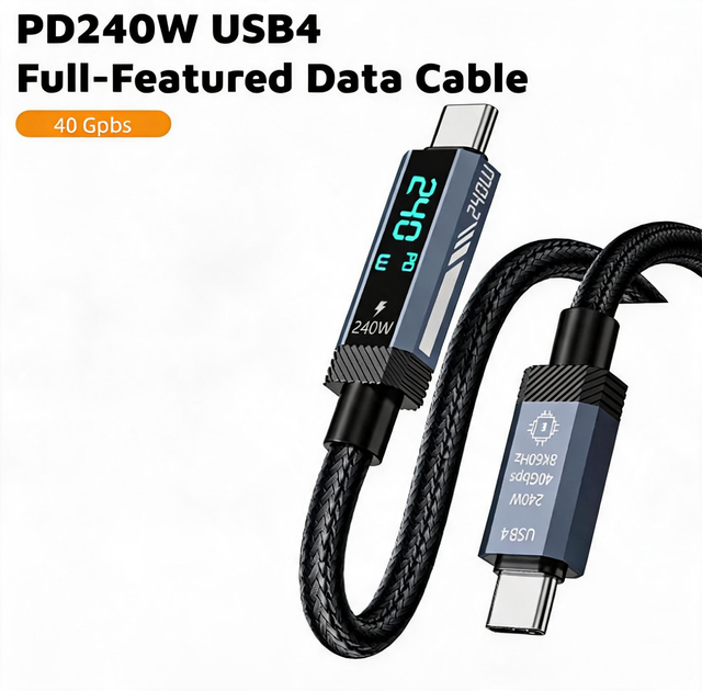 Factory Price 240W PD Type C Cable LED Display E-Marker Fast Charging Data Cable for Laptop for Smartphone for Tablets
