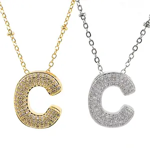 Hip Hop 26 Initial Letter Pendant Necklace For Couple 18k Waterproof Gold Plated Zircon O-Chain Fashion Jewelry Gifts