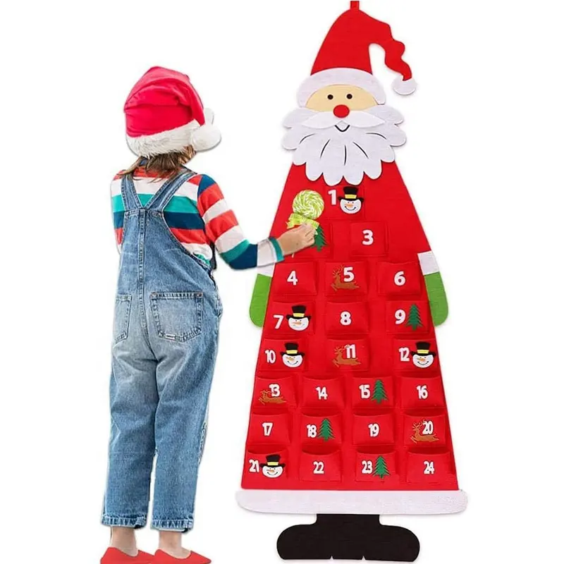 Bagus produk grosir anak-anak DIY dinding Mount meja buatan merasa pohon Natal kedatangan kalender untuk rumah Tahun Baru hadiah