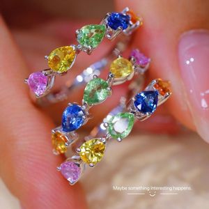 Anillo de Piedras Preciosas de Colores con Forma de Gota de Agua, de Oro Sólido de 18K, Bonito y Elegante, Estilo Y2K, de Xinfly - Product Image 3