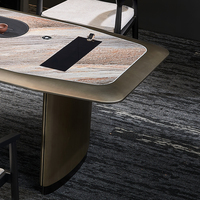 Table basse de luxe avec dessus en marbre, style moderne, argent brossé givré, réception, bureau, maison