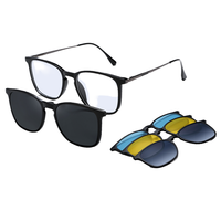 Lunettes de soleil rectangulaires pour femmes avec verres polarisés UV400, lunettes de soleil magnétiques, style clip-on 6086