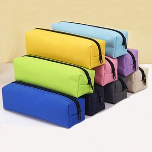Trousse à crayons X415 simple de couleur unie, boîte à papeterie octogonale en tissu, trousse à crayons en toile grande capacité pour étudiant, rangement de papeterie - Product Image 1