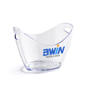 New Design Custom Logo Parties Wine Beer Champagne Bottle Cooler Clear Plastic PC Ice Bucket