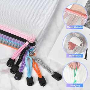 Transparent PVC Mesh Zipper Pouch Bags A3/A4 Size Puzzle Bags for Travel Storage Office & School Supplies Organization - Product Image 3