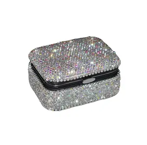 Custom logo luxury Flip-top box case, jewelry gift Packaging box jewelry necklace boxes with sparkling rhinestone/