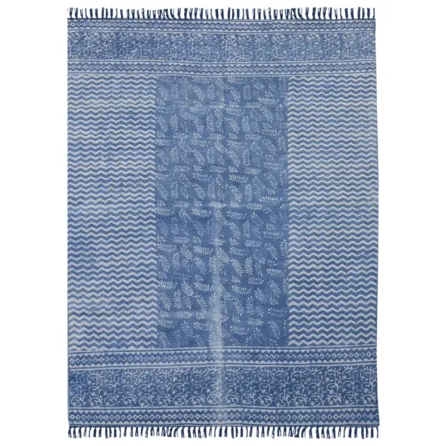 نيلي الأزرق القطن مجردة المطبوعة نمط نوم منطقة سجاد وبُسط العرقية الهندية اليدوية شرفة السجاد السجاد ديكور المنزل