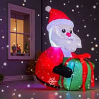 Père Noël gonflable de 3,5 pieds tenant une boîte cadeau avec lumière LED, décoration de Noël gonflable pour la cour, le jardin, l'extérieur, la maison, les fêtes