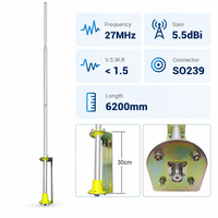Antenne omnidirectionnelle de station de base CB 27 MHz avec corps en alliage d'aluminium de 6,2 m, connecteur SO239 et puissance d'entrée de 100 W