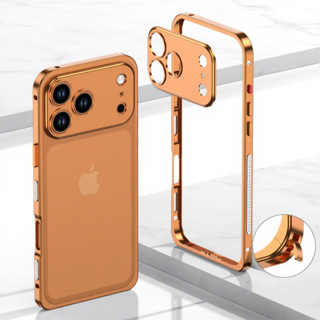 Luxury Gaming Cooling Aluminum Metal Bumper Phone Case Shockproof No Back Frame Camera Cover for iPhone 15 16 17 Pro Max Factory
