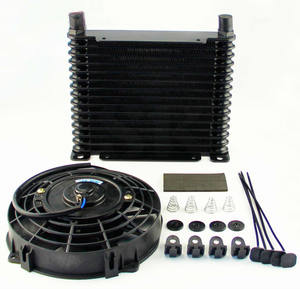 Enfriador de aceite de carreras, motor de transmisión de aluminio de 8-<span class=keywords><strong>AN</strong></span>, 32mm, 17 filas, Kit de ventilador eléctrico de 7 ", negro - Product Image 1