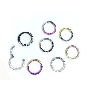 316L 스테인레스 스틸 G23 티타늄 코 귀 연골 및 바디 피어싱 쥬얼리 지르콘 힌지 리모콘 세그먼트 링 결혼식 - Product Image 5