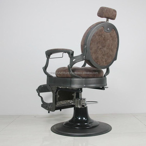 Silla de peluquero de cuero marrón Vintage clásica con bomba hidráulica duradera Marco de aleación de aluminio ergonómico Base redonda para talleres - Product Image 4