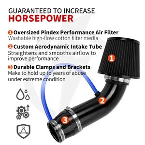 Kit universal de filtro de entrada de ar frio, 76mm, 3 '', tubo de alumínio modificado para carro, cabeça de cogumelo, filtro de ar automotivo