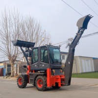 Hochleistungs-Minibaggerlader mit Anbaugeräten, 4x4-Baggerlader für Kommunaltechnik und Landwirtschaft