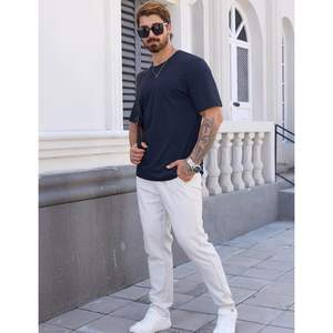 Cotrasen เสื้อยืดคอกลมผู้ชายผ้าคอตตอน UPF 50 +, เสื้อยืดคอกลมแขนสั้นน้ำหนักเบาเสื้อแบบเรียบง่ายกันความชื้นและระบายความร้อนสไตล์ลำลอง - Product Image 3