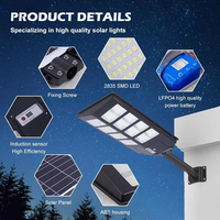 Lampadaire solaire tout-en-un 500W 120W intégré IP66 150W 300W 400W 100W 200W IP65 avec détecteur de mouvement