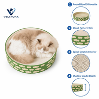 Bac à gratter rond pour chat en carton ondulé, motif nuage, lit avec rebord, mobilier d'intérieur, vente en gros