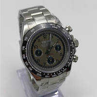 Montre à mouvement VK63, montre argentée avec calendrier, matériau en acier inoxydable 904L, six aiguilles, chronographe segmenté, montre pour homme