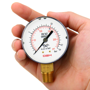 DEM 50mm Diámetro 0-15 <span class=keywords><strong>PSI</strong></span> 0-10 Bar 300bar Manómetro LPG Aire Acero inoxidable 1/4 NPT Manómetros - Product Image 2