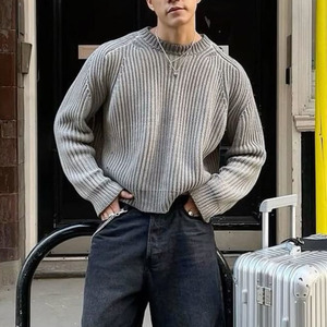 남성 스톤 워싱 니트웨어 남녀공용 케이블 니트 크루넥 스톤 애씨드 워시 염색 점퍼 맞춤 로고 골지 스웨터 풀오버 스웨트셔츠 - Product Image 6