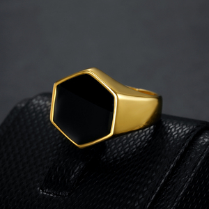 OEM ODM Punk Rock Smooth Black Signet <strong>Rings</strong> for <strong>Men</strong> Retro <strong>Men</strong> Gold <strong>Pinky</strong> <strong>Ring</strong> HipHop Party Finger Jewelry - Product Image 6