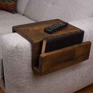 Étagère latérale en bois pour canapé, boîte de rangement à 2 niveaux pour accoudoir, porte-livres et magazines, plateau multifonctionnel pour salon - Product Image 4