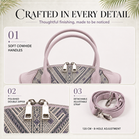 Sac à main en brocart fait main pour femmes, sac à bandoulière tissé géométrique traditionnel chinois avec poignées supérieures