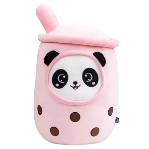 Logo personalizzato 23cm boba peluche farcito Panda Cup cuscino Bubble Milk Tea giocattoli per bambini