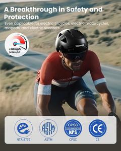 Casque de vélo intelligent ILM pour adulte, visière ouverte, avec capteur G automatique, clignotants, avertisseur de freinage, lumière LED, visière teintée, certifié CE - Product Image 5