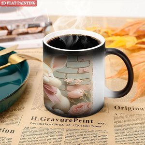 Frosted Black <b>Ceramic</b> Mug 11oz Heat Activated Color Changing <b>Cup</b> For Daily Beverage Use - Product Image 5