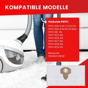 Bolsas de polvo no tejidas para <span class=keywords><strong>Parkside</strong></span> 1400 1500 Pwd 30 A1/B1 sintético/EINHELL Industrial aspiradora bolsa de polvo - Product Image 3