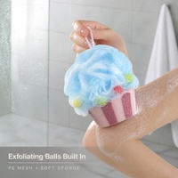 Coloré Princesse-Style Corps Exfoliant Bain Éponge Boule Durable Moussant maille Brosse Adultes Enfants Mignon Bulket Forme Éponge De Bain